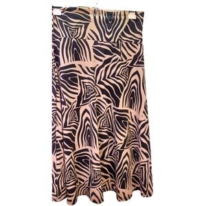 VTG LuLaRoe Maxi Skirt Black & Beige Abstract Print Fold-Over Waist Size Medium